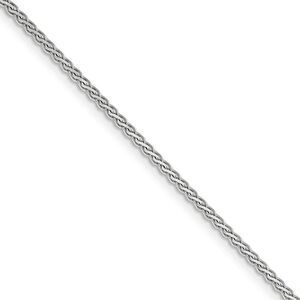 1.8mm, 14k White Gold, Flat Wheat Chain Necklace, 16 Inch